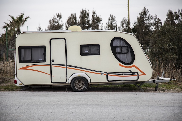 touring caravan on a dual carriageway